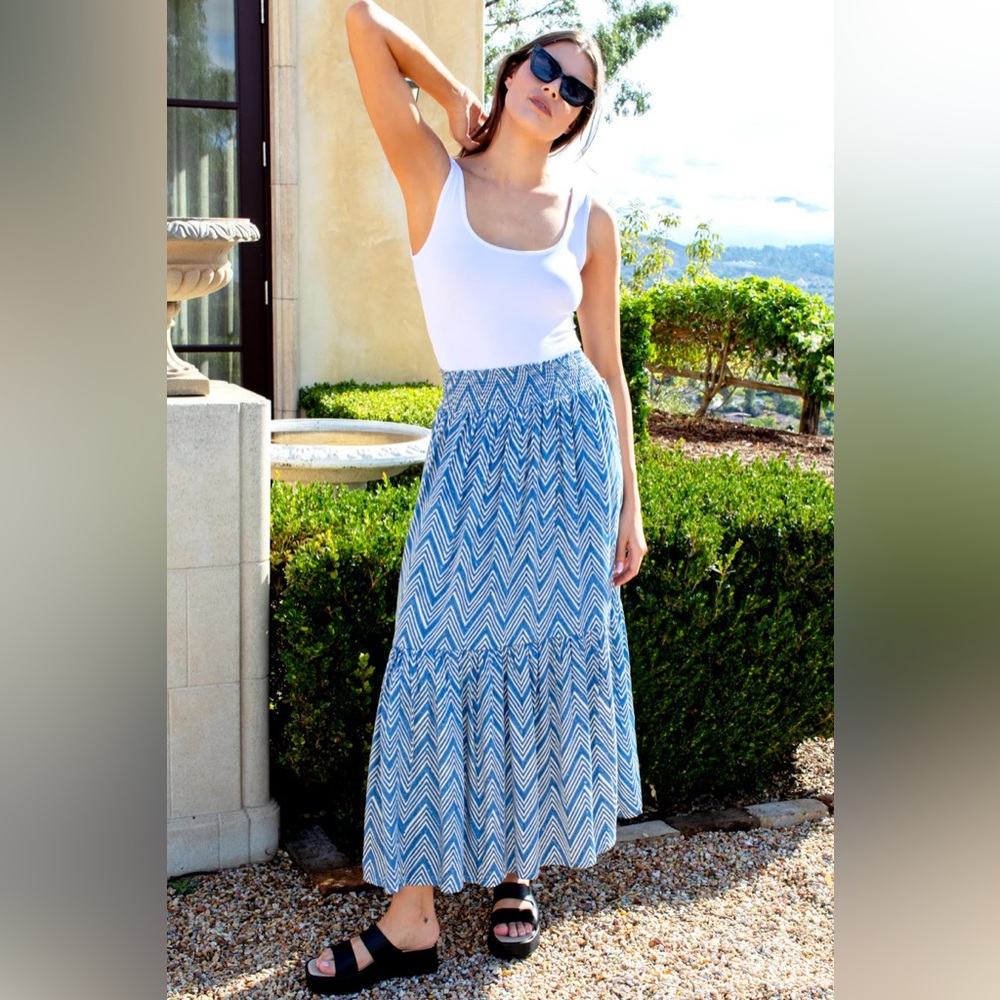 Emerson Fry Blue Chevron Maxi Skirt